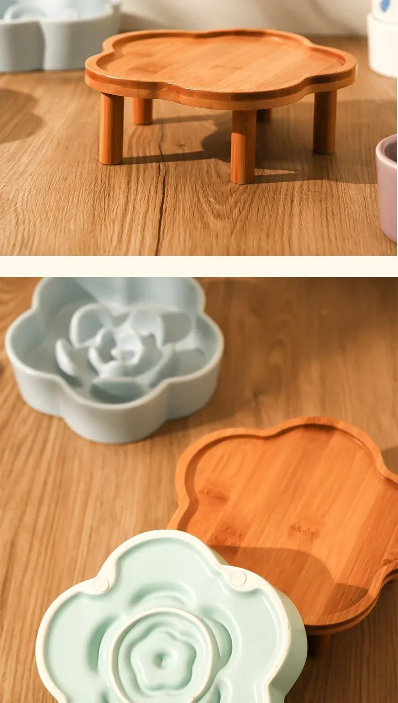 Ceramic Slow Feeder Bowl for Cats and Small Dogs