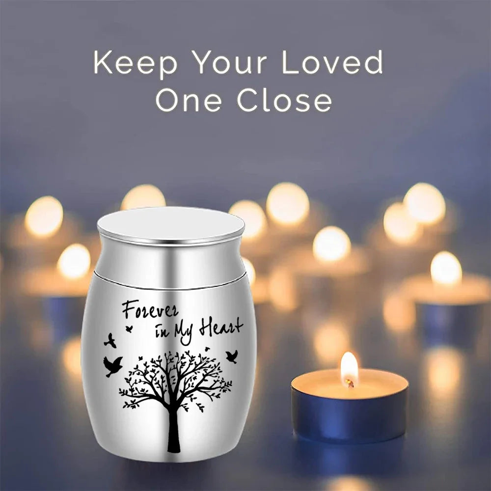 Aluminum Memorial Urn with Tree of Life Design for Ashes of Humans or Pets