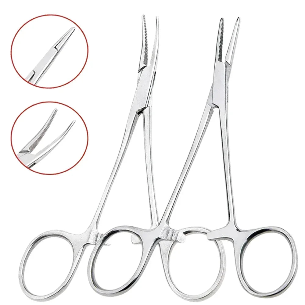 Stainless Steel Locking Hemostatic Forceps with Serrated Jaws