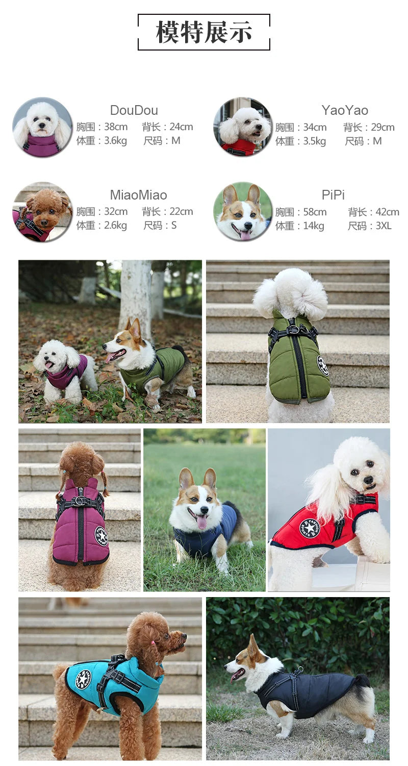 Waterproof Dog Jacket with Harness - Winter Coat for Dogs