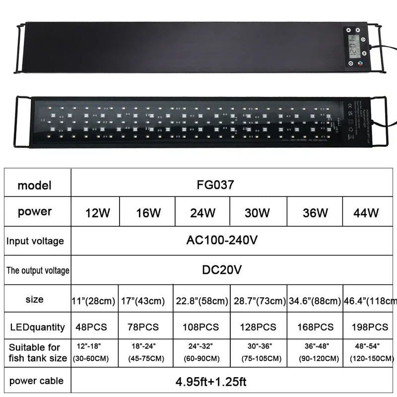 Lampe LED Aquarium Plein Spectre avec 8 Modes d'Éclairage