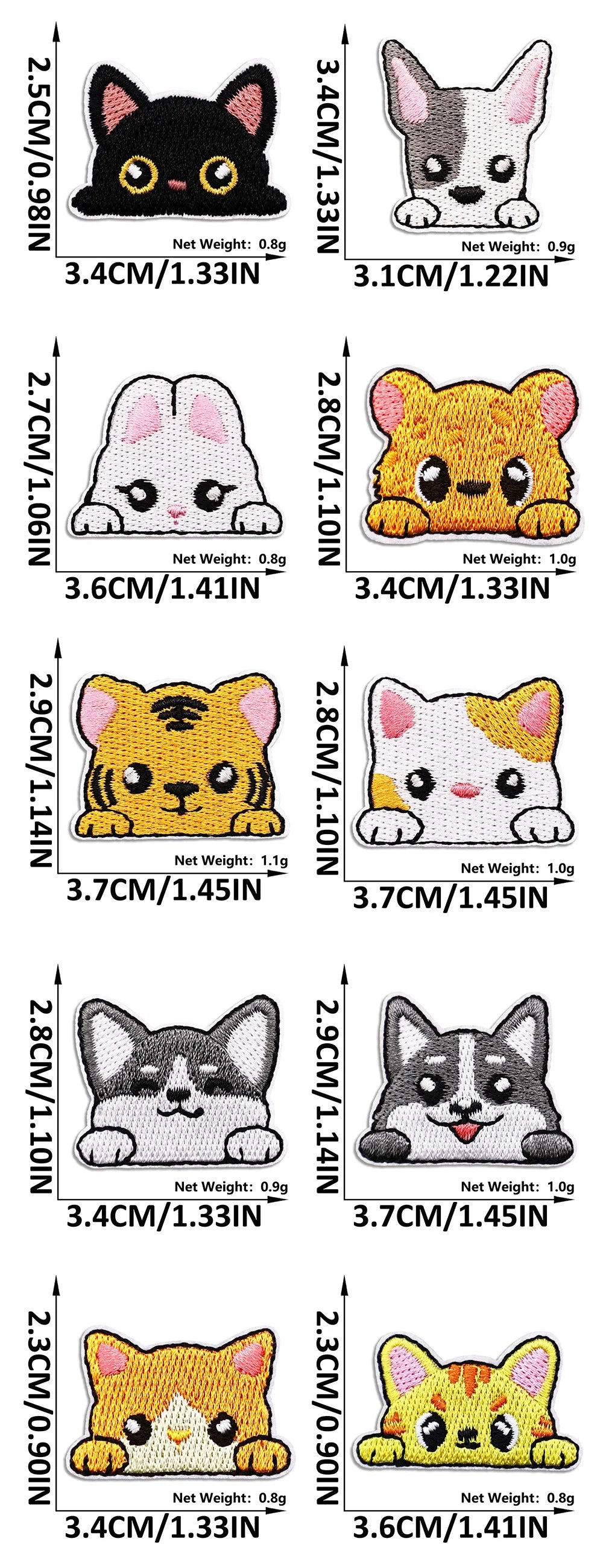 Cat Embroidered Iron-On Patch – Cute Pocket-Sized Appliqué for Clothing & Crafts