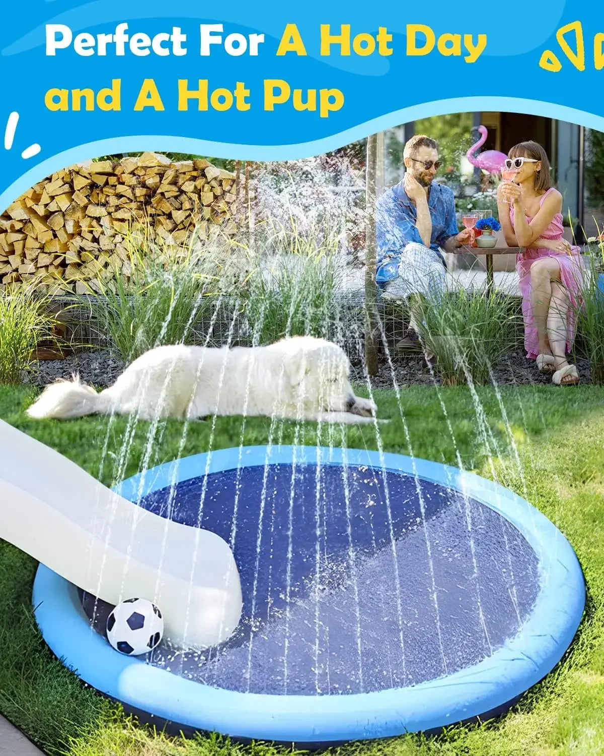 Anti-Slip Dog Splash Pad with Sprinkler for Summer Water Play
