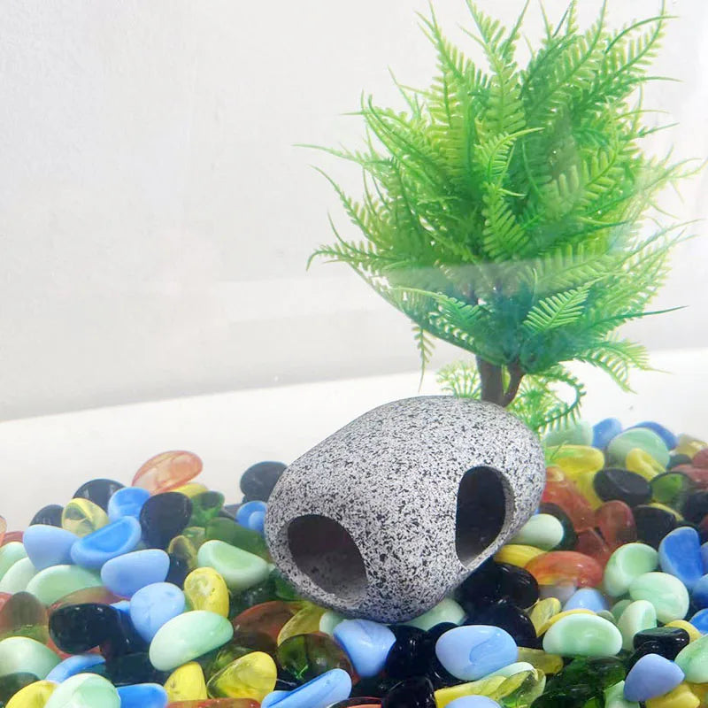 Ceramic Aquarium Cave Decor for Cichlids & Shrimp