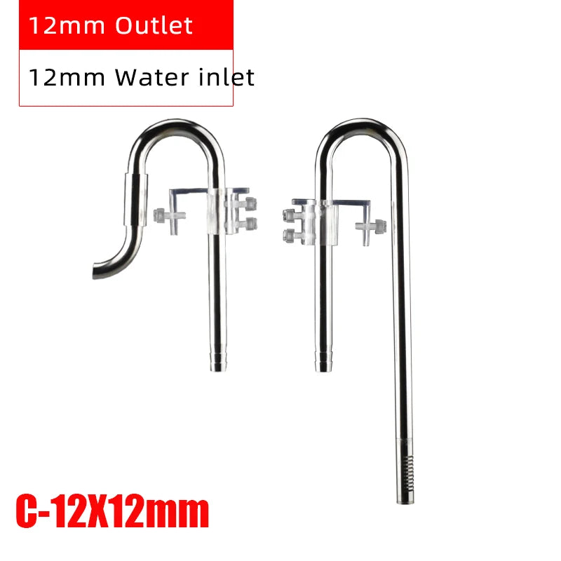 Kit de connecteurs de filtre pour aquarium en acier inoxydable avec orifices de 12mm et entrée d'eau