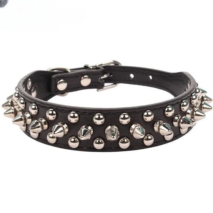 Punk Rivet Spiked Leather Dog Collar