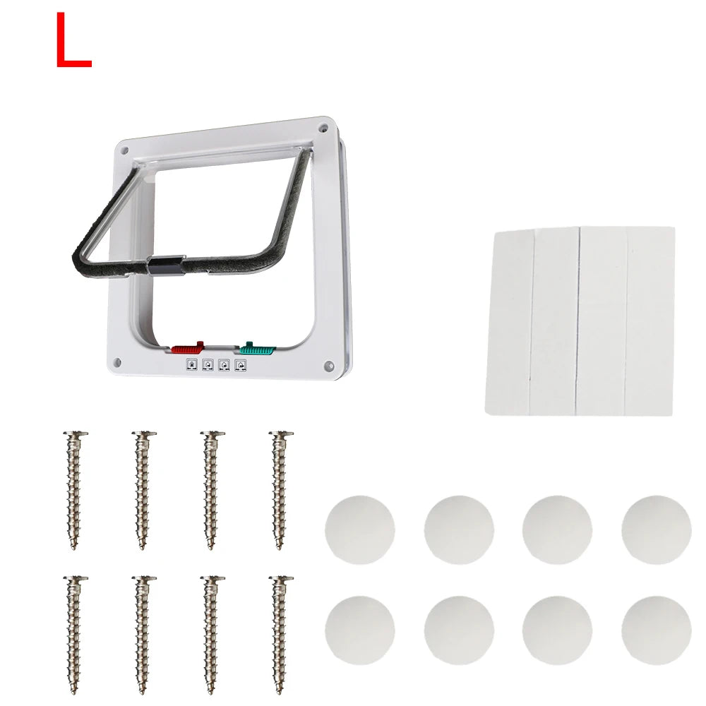 Pet Door with 4-Way Lock for Cats and Dogs - Secure, Weatherproof Flap