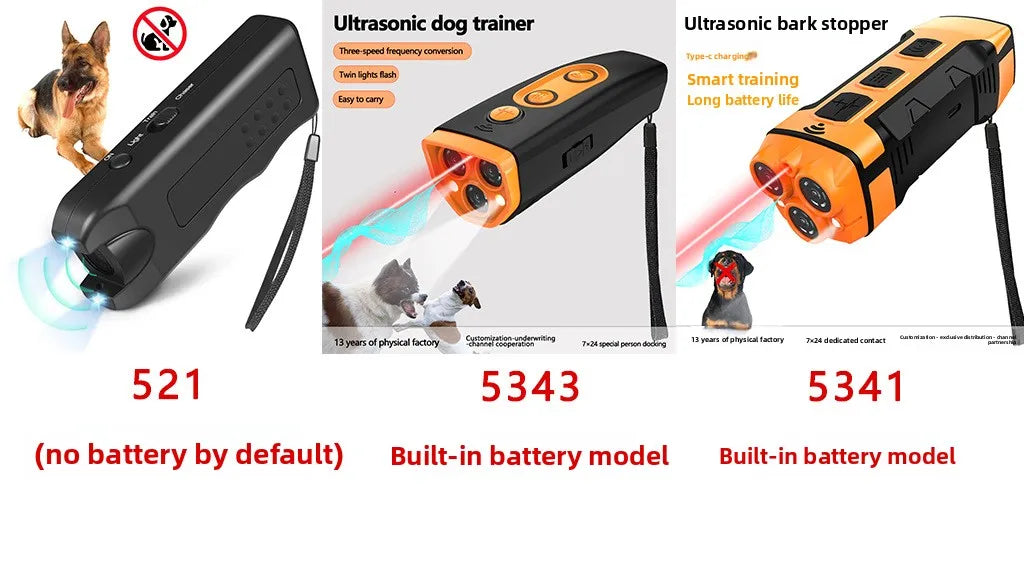 Rechargeable Ultrasonic Dog Bark Deterrent with LED Light