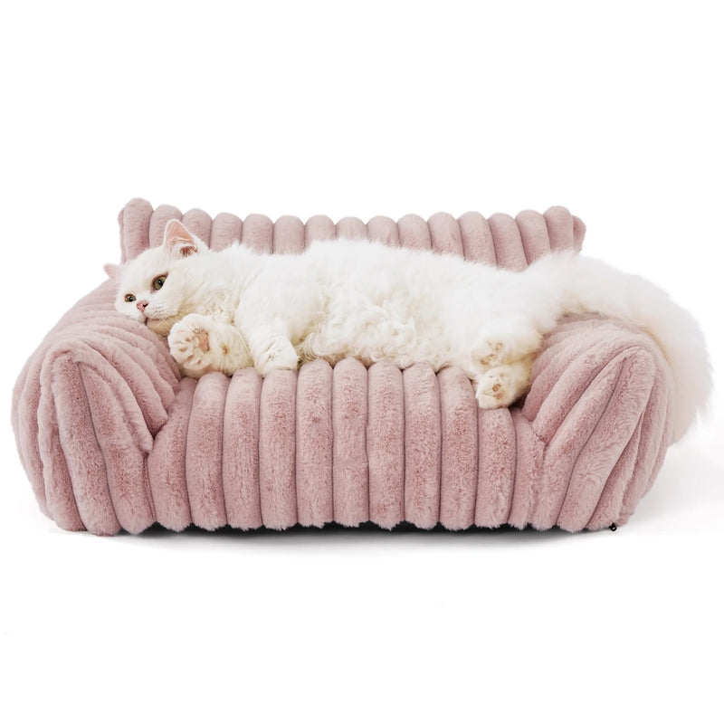 Canapé-Lit pour Animaux en Fausse Fourrure à Trois Côtés