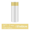 A roll of yellow drawstring trash bags with handles, measuring 57x60cm.