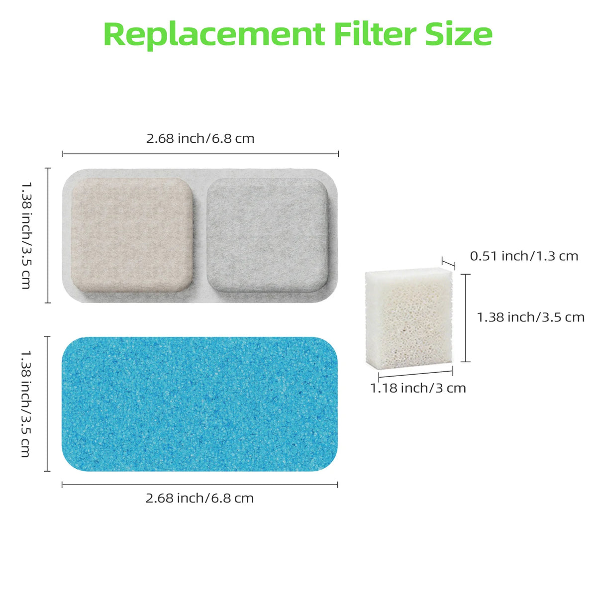 Cat Water Fountain Filter Replacement Set with Sponges