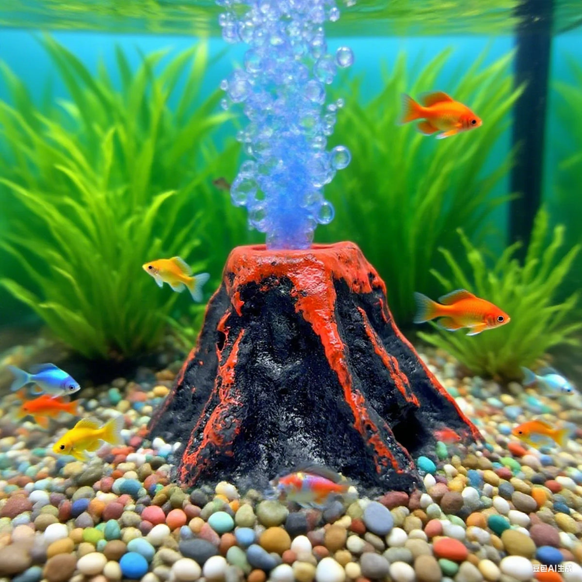 Mini Resin Aquarium Volcano Air Bubbler with Oxygen Stone