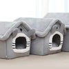 Tentes d'animaux gris amovibles pour chiens et chats avec ouvertures et tissu doux.