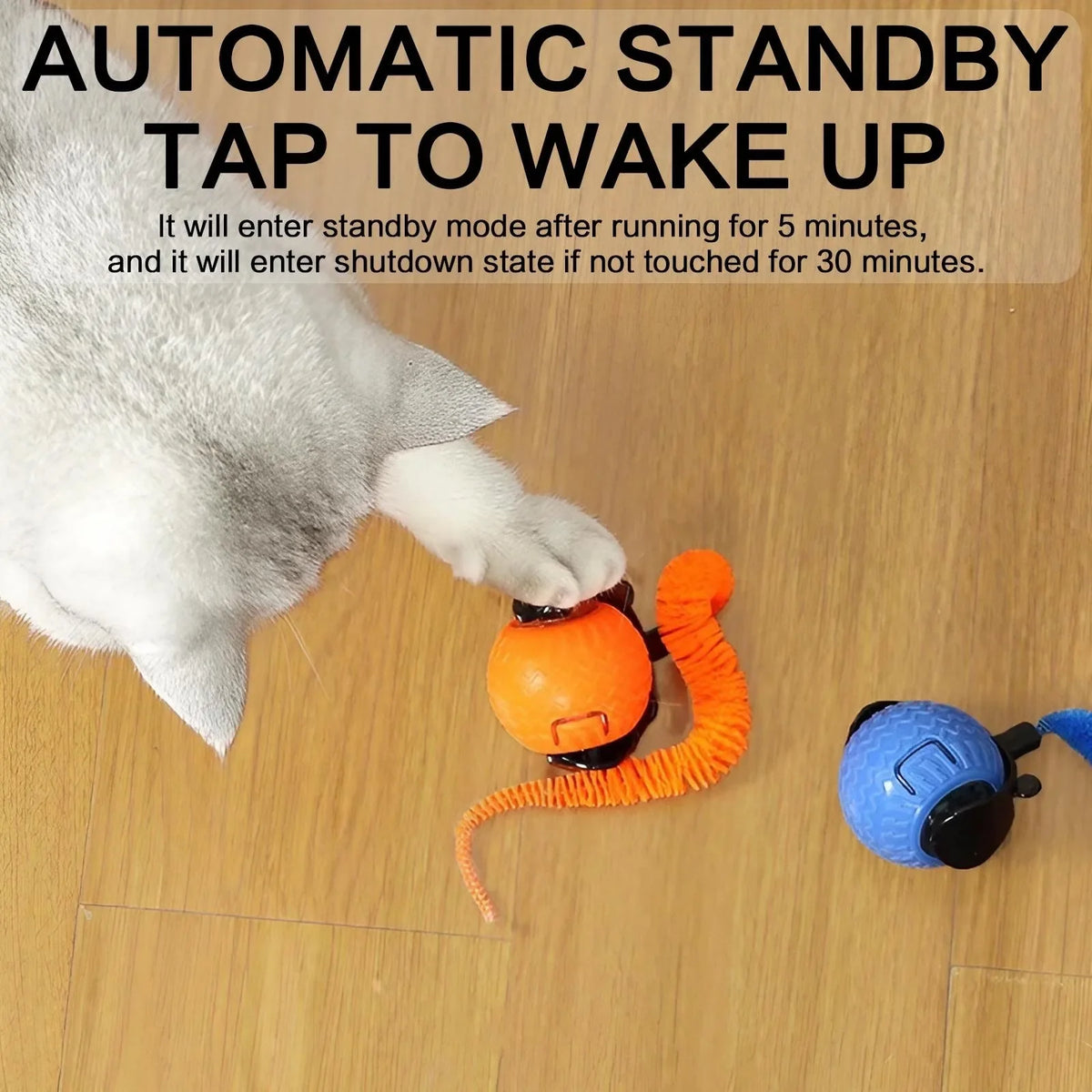 Interactive 360° Rotating Cat Toy with LED Light and Obstacle Avoidance