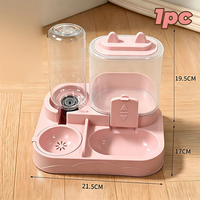 2-in-1 Pet Water and Food Dispenser with Dual Bowls