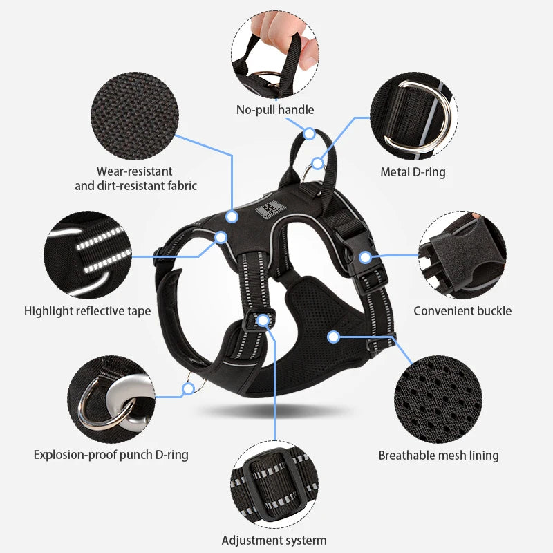 Reflective No-Pull Dog Harness with Quick-Release Buckles