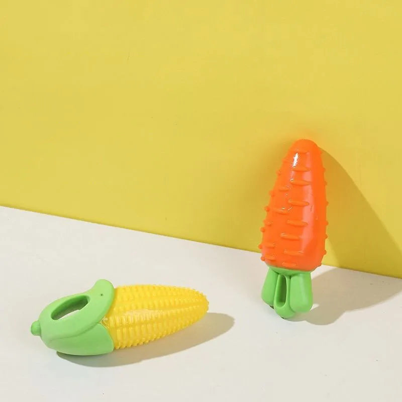 Carrot & Corn Design Dog Chew Toy with Squeaker