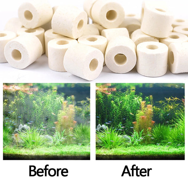 White ceramic rings for aquarium bio filter media with activated carbon