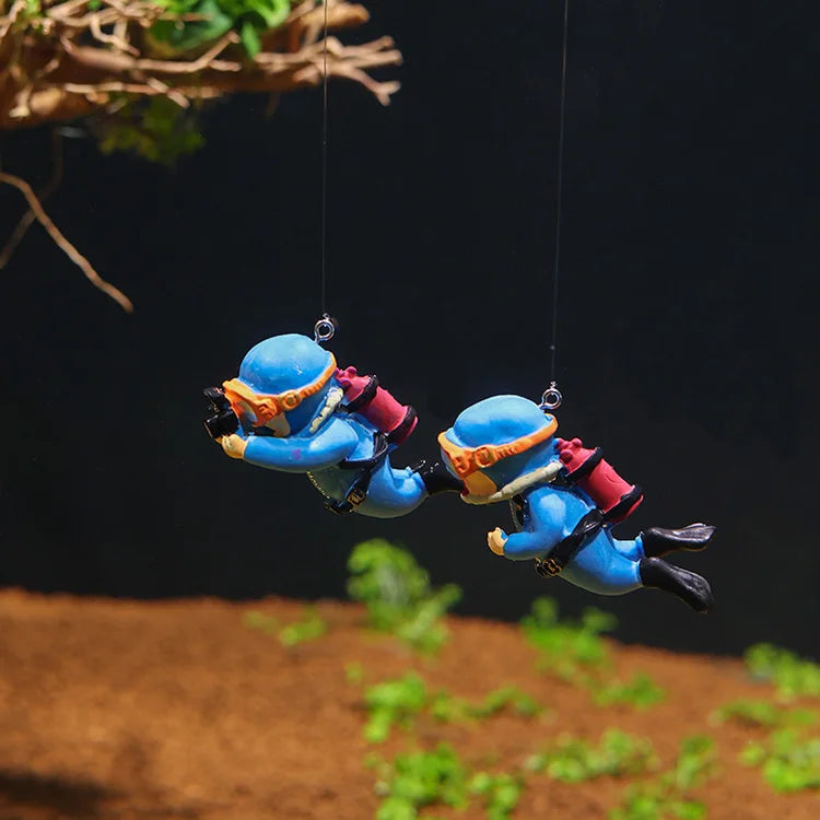 زينة حوض الأسماك من الراتنج: غواص مصغّر كرة مضيئة