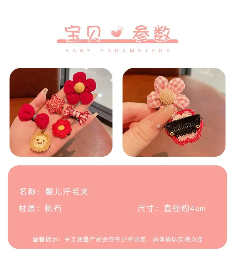 Adorable Flower Snap Clips for Baby Girls (Set of 6)