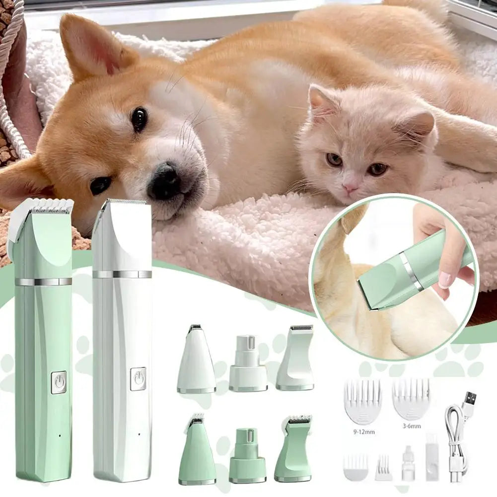 4-in-1 Rechargeable Pet Grooming Kit with Dual-Speed Ceramic Blade