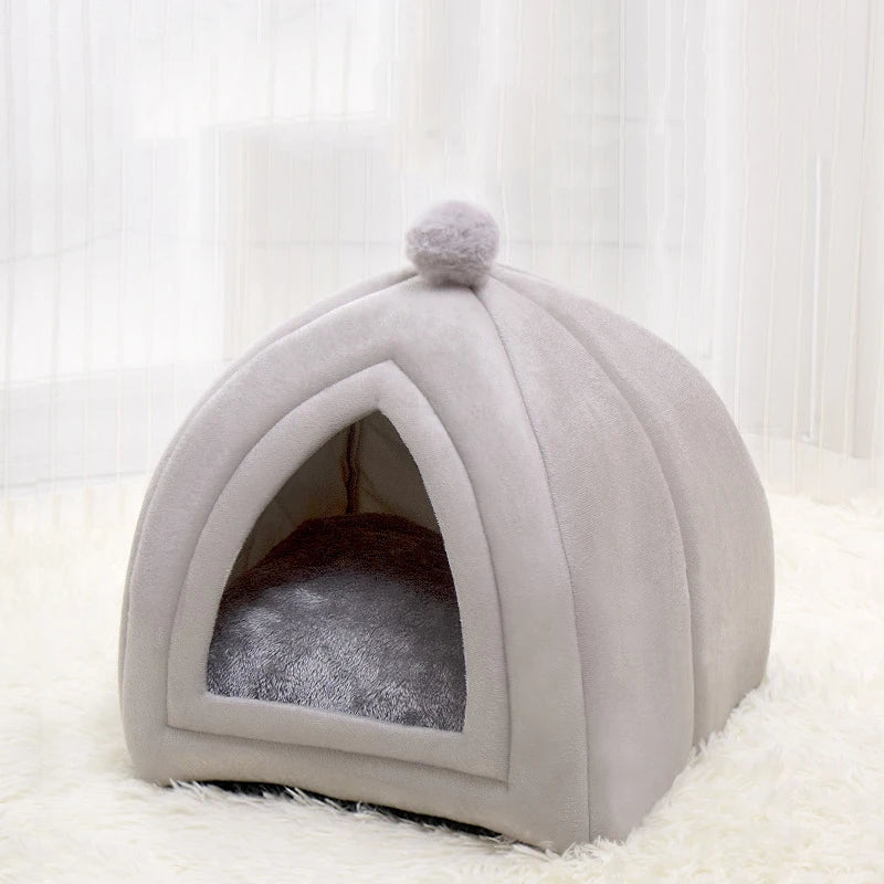 Cozy Cotton Cat & Small Dog Tent Bed with Cushion
