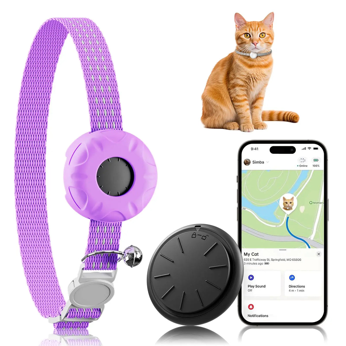Waterproof GPS Cat Tracker Collar with Safety Buckle
