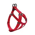 Red breathable reflective dog harness with leash.