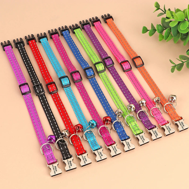 Reflektierendes Nylon-Hundehalsband mit Glocke und Namensschild