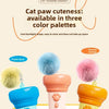 Three color palettes of cat paw cuteness gadgets including fresh blue, girly pink, and vibrant orange.