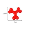 Red hexagonal TPR dog chew toy for dental health and interactive play