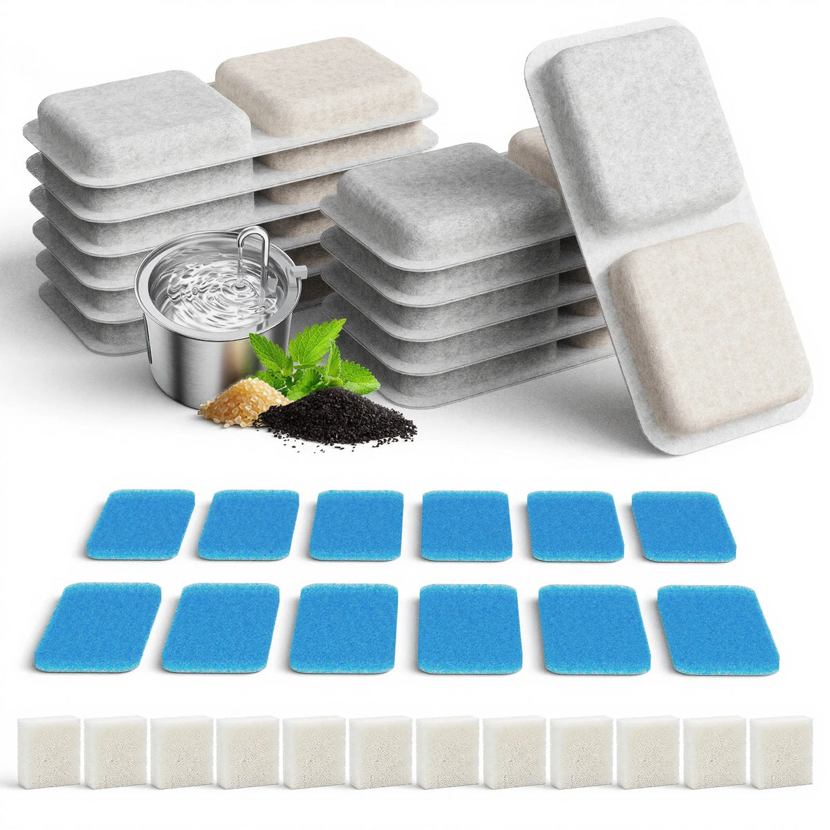 Cat Water Fountain Filter Replacement Set with Sponges