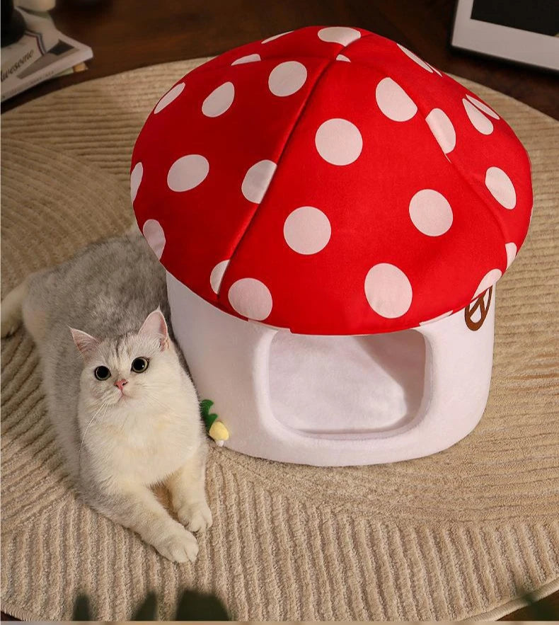 Half-Enclosed Mushroom Cat Bed