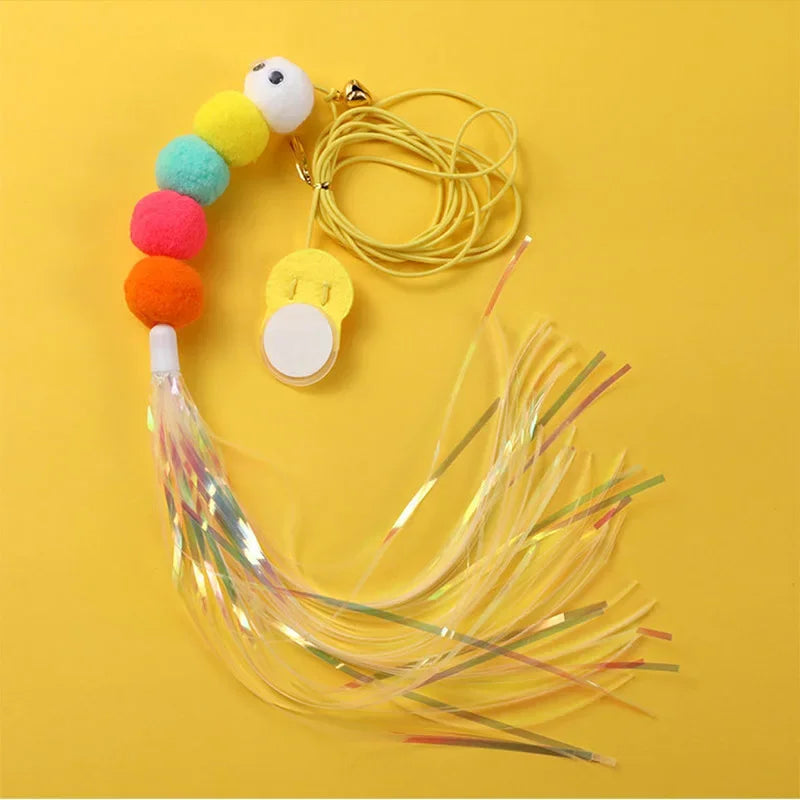 Smart Hanging Cat Toy with Feathers and Twin Ropes