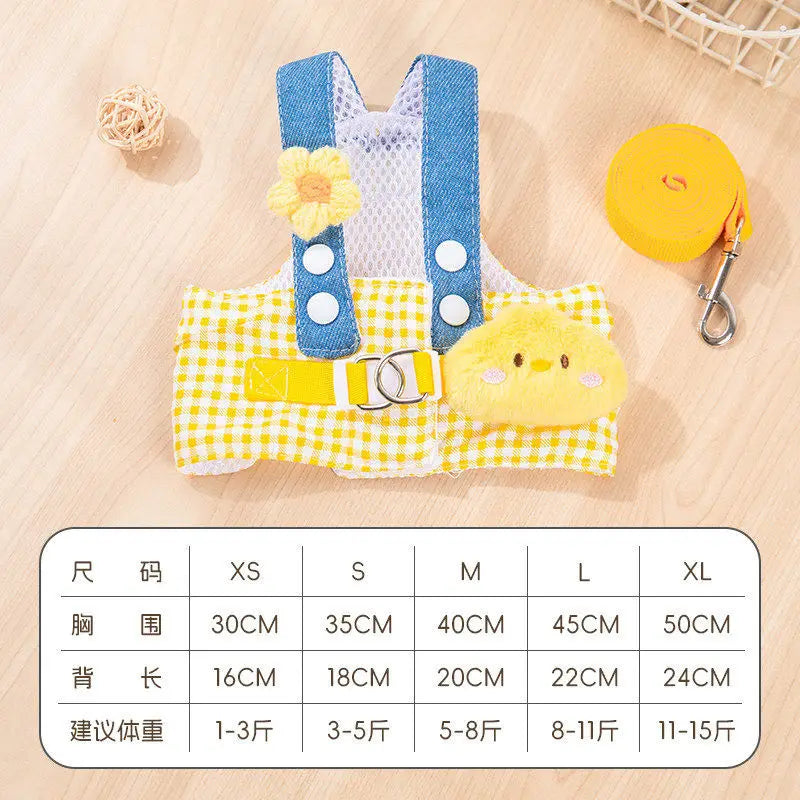Cartoon Dog Harness Vest with Matching Leash