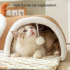 Winter Plush Cat Bed with Reindeer Tunnel