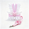Pink lace ruffle plaid dog harness vest with an angel heart design
