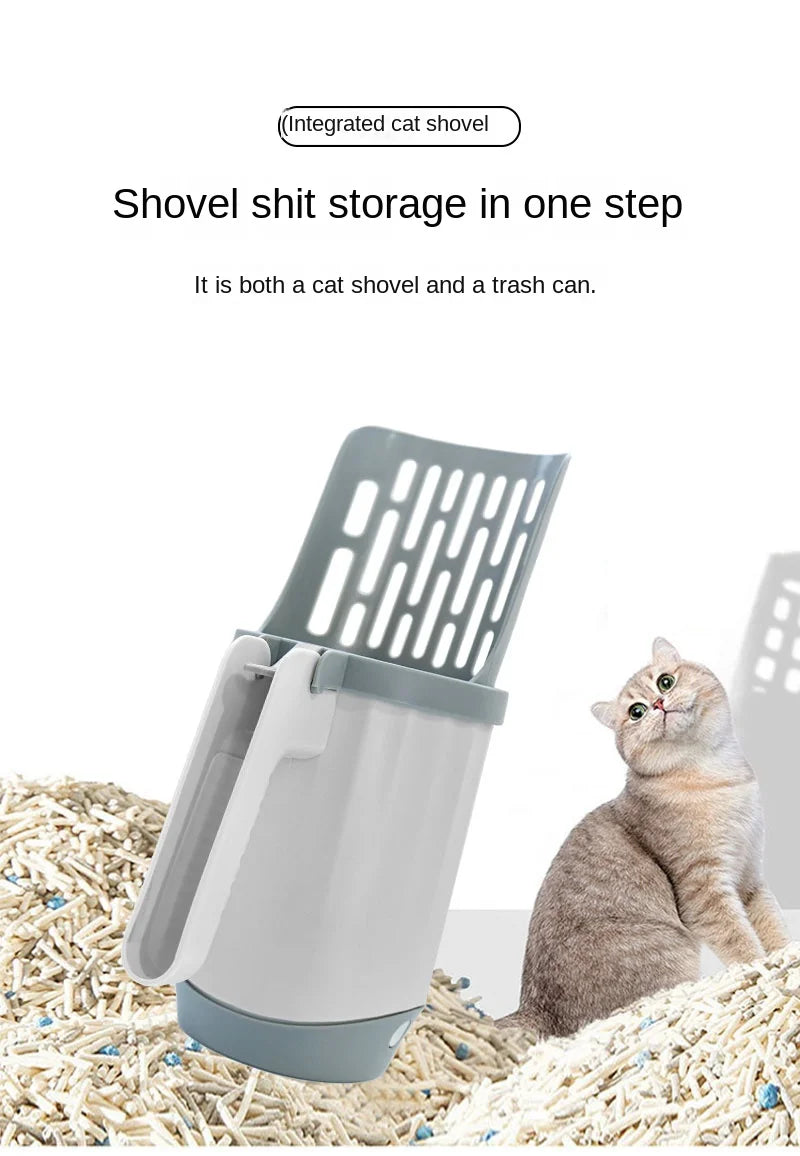 Pala para arena de gato autolimpiante con dispensador integrado