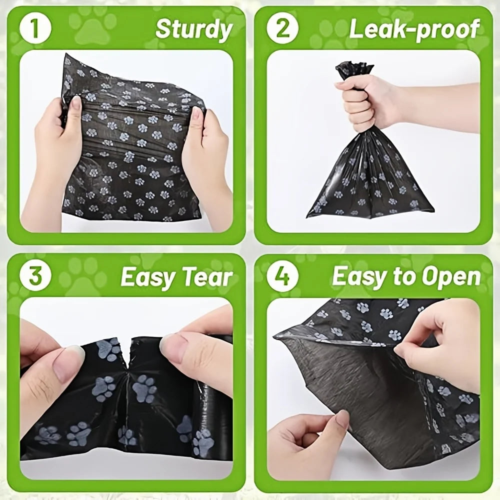 Pet Waste Bags with Dispenser - 320 Count, 16 Rolls Plus Free Leash Clip Holder