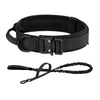 Black tactical dog training collar and leash set with a handle
