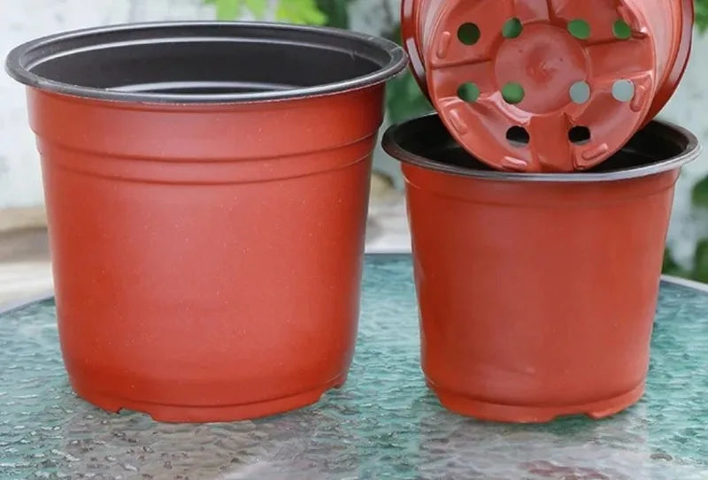 Plastic Plant Nursery Pots with Drainage Holes (Set of 10)
