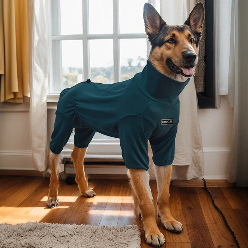 Cozy High-Collar Dog Pajamas – Four-Legged Sleepwear for Large Breeds