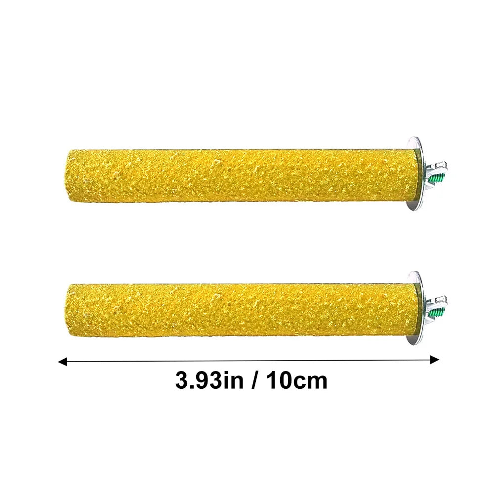 Gelner glitzernder Naturholz-Stander für Papageien und Vögel, 9,9 cm lang.