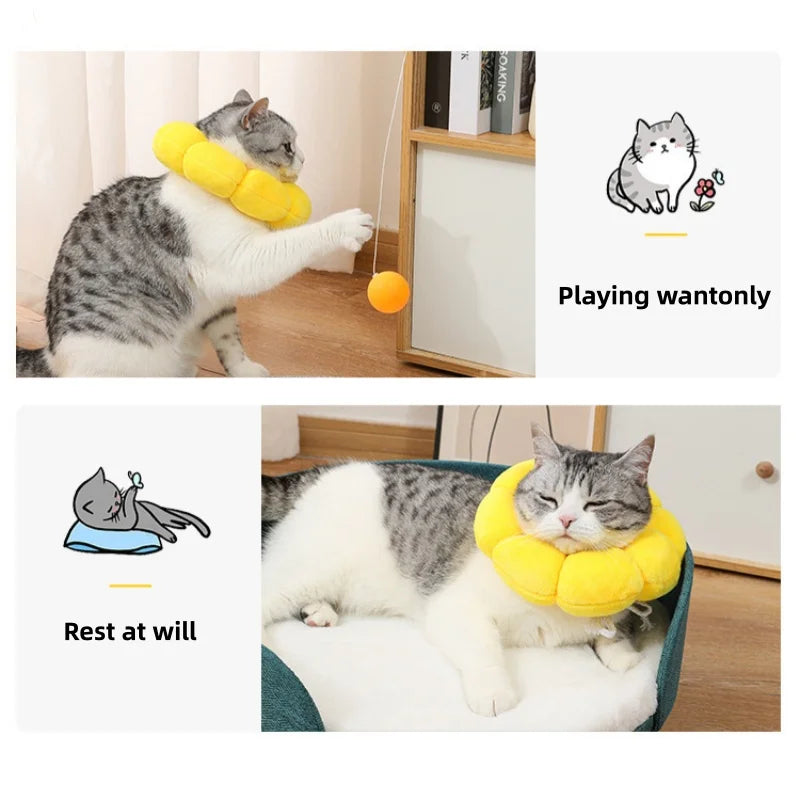 Adjustable Soft Plush Recovery Collar for Cats and Small Dogs