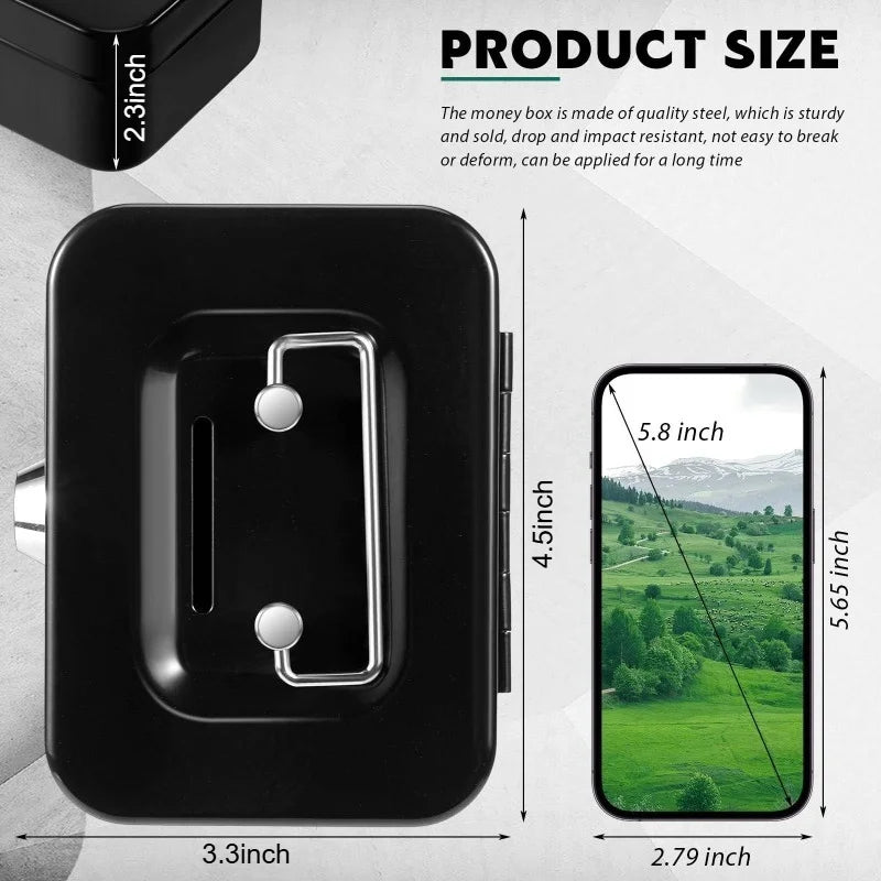 Portable Metal Money Safe Box with Key Lock