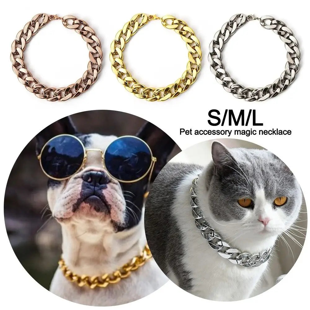 Adjustable Gold Chain Pet Necklace for Cats and Dogs