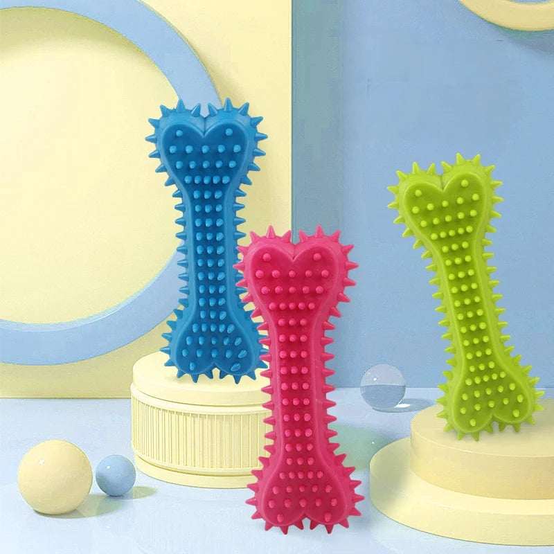 Bone-Shaped Soft Rubber Chew Toy for Small Dogs