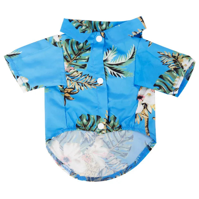 Hawaiian Leaf Print Summer Shirt for Small Dogs & Cats