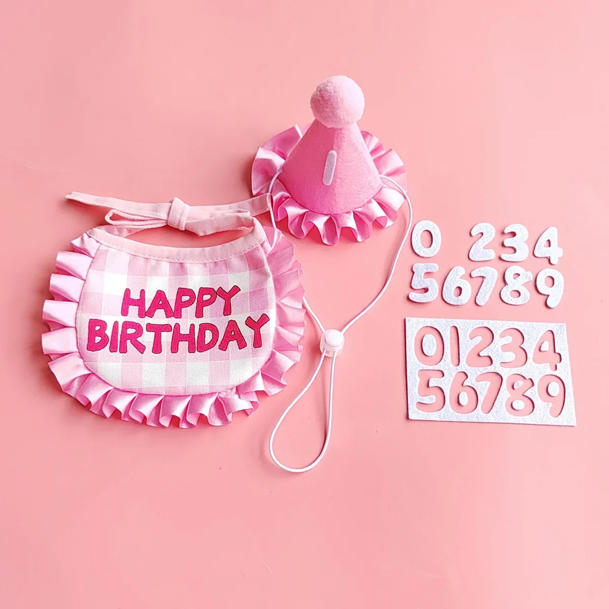 Happy Birthday Pet Party Hat and Bib Set