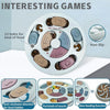 A white puzzle feeder toy with 14 holes for food, designed for slow feeding and mental enrichment of dogs.